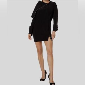 Norma Kamali Active Side-Snap Long-Sleeve Mini Dress